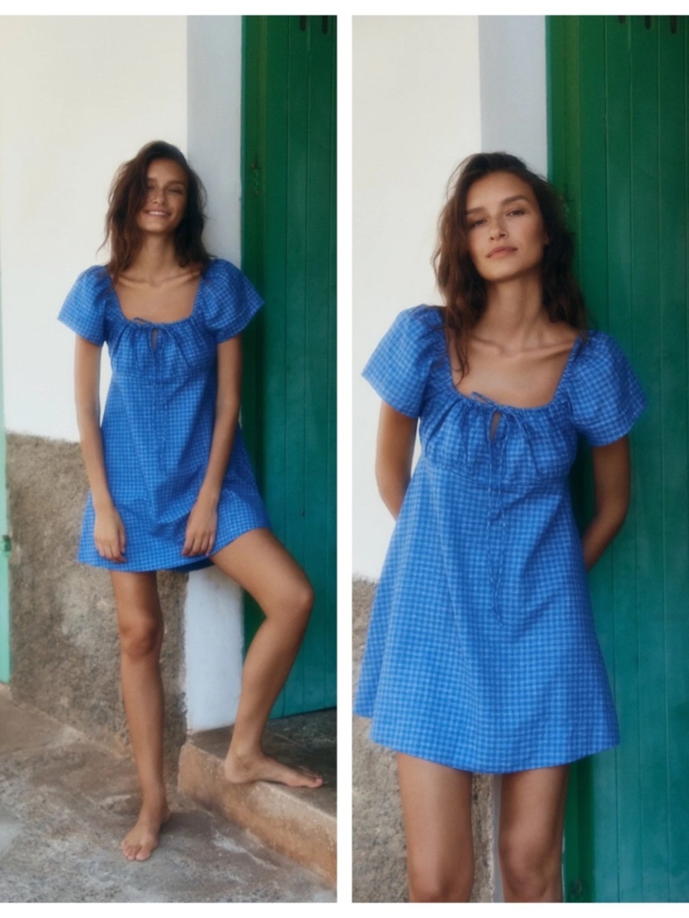 OPIA Beatriz Women’s XL Blue Mini Dress Milkmaid Cottagecore Romantic Sundress